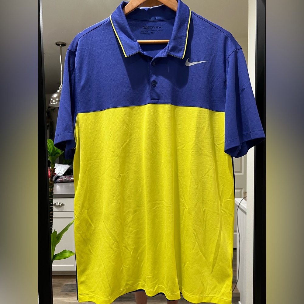Nike Golf Blue and Neon Yellow Two tone Polo